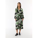 comma - Midi-jurk - Zwart - Viscose - Verborgen Knoopsluiting