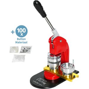 Button Maker 58mm om Zelf Buttons te Maken - Buttonmachine - Pin Maker - Badge Maker - Incl. 100 Buttons - Rood