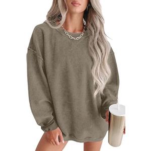 Oversized Dames Sweatshirts - Casual Corduroy Truien met Lange Mouwen en Ronde Hals