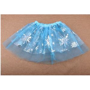 Prinsessen Rok Cadeau Tip! – Sneeuw Prinses- Verkleedrok- Dans, Schoen Cadeau - Meisjes Cadeau - Blauw met Glanzende Sneeuwvlokken -Sint en Kerstkado