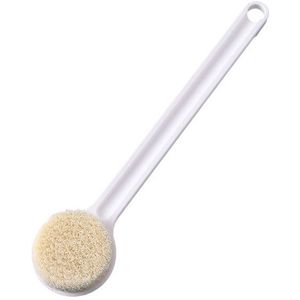 Badborstel - Lange steel, zachte borstelharen scrubber + toner applicator 2-in-1 badborstel - Afmeting 35 cm x 7 cm - Rugscrubber + crème spons scrubber - Beige