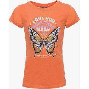 TwoDay meisjes T-shirt met vlinder oranje - Maat 170