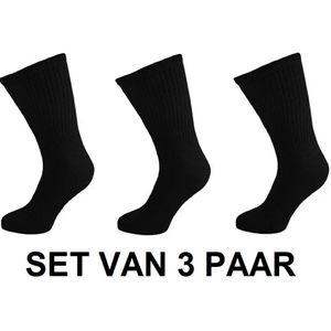 Diabetes sokken bamboe EXTRA WIJD, 3 paar effen zwart, zonder elastieke boorden en handgenaaide teennaad, mt 37 - 42