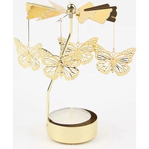 K&M Waxinelichthouder - Vlinders - kandelaar - theelichtje - draaiende carrousel - cadeau - geschenk - kerst - verjaardag - cadeau artikel