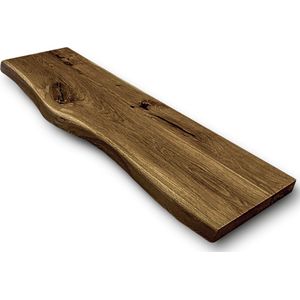 Wandplank Massief Eiken Hout Zwevend - 220x20 – Met Blinde Bevestiging – Castle Brown - Boomstam Plank - Boekenplank