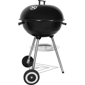 Houtskoolbarbecue Ketelbarbecue Ronde Grill met Deksel Grill met Wielen en Handvat Zwart Geëmailleerde Stand Grill voor BBQ Camping Tuin Balkon etc.