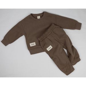 Tracksuit Chocolate - bruin - set - Trainingspak kinderen - Maat 1-2 jaar - sportief - Unisex - meisjes - jongens - Minimalistisch