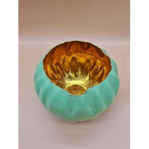 Daan Kromhout Windlicht M - Groen - Goud - Gouden Binnenkant - Theelicht houder - Kaarshouder - Egg
