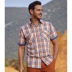 ATLAS FOR MEN - Geruit overhemd van popeline - Heren - Verkrijgbaar in grote maten - XL