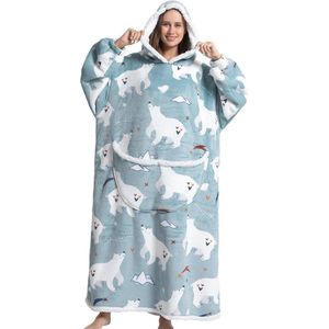 Oversized hoodie-deken met enorme zak - comfortabele en ruime sweatshirt deken voor dames en heren