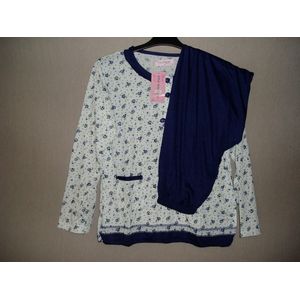 Dames pyjama Fine woman katoen met polyester bloem donker blauw XXXL