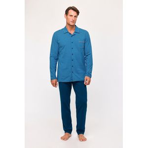 Woody Heren Pyjama blauwe streep - maat M