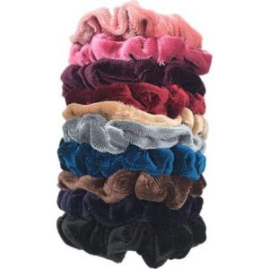 SKYCOMMERCE - Scrunchie Velvet - Haaraccessoires - Haarelastiek - 10 stuks - diverse kleuren