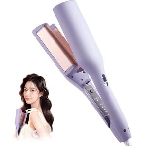 Romantische Franse Omelet Krulspelden Paars - Ionisch V-Vormig + Snelle Verwarming + Instelbare Temperatuur - Water Rimpel Krulspelden / Haarstyling Tool / V-Vormige Krulspelden - Perfecte Golven voor Romantic Franse Styling