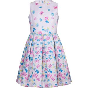 La V gebloemde jurk met geplooide 116