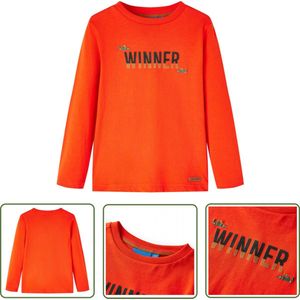 vidaXL Meisjeskleding - Kinderkleding - Kindershirt met lange mouwen 104 felroranje - Jongenskleding - Langmouwshirts - Oranjekledij