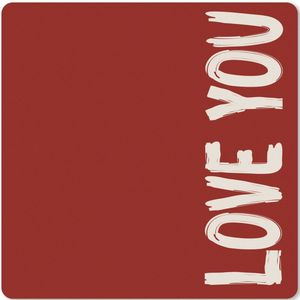 Muismat XXL - Bureau onderlegger - Bureau mat - Schuin - Loveyou - Rood - 60x60 cm - XXL muismat