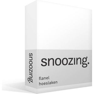 Snoozing - Flanel - Hoeslaken - Lits-jumeaux - 160x200 cm - Wit