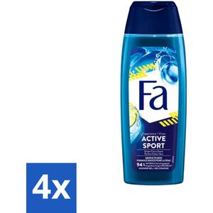 4 x Fa Men - Douchegel - Active Sport - Verfrissend - Green Citrus - 250 ml - Deodorant Spray - Fa Men - Active Sport - 48 Uur Bescherming - Verfrissende Geur