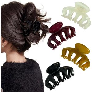Brenzoos - Haarklemmen Set voor Dames - 4 Stuks - Middelgroot - Haarspelden - 7 cm - Haarclips voor Vrouwen - Meisjes - Geschikt voor Middel- tot Dun Haar