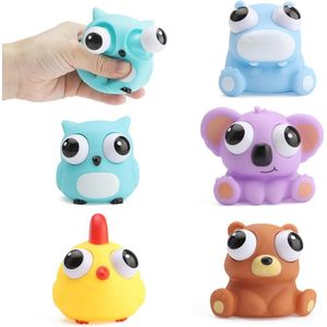 Dieren stress speelgoed - grappig oog-out knijpen speelgoed - anti-stress kinderen - volwassenen squishy - kinderverjaardag stressbal 5 stuks