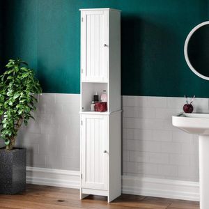 Badkamerkast van hout voor opslag - wit - Home Discount badkamerkasten hoog