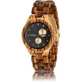 HOT&TOT | Chronos - Houten horloge heren - Goud - Zebranohout - Chronograaf - 44mm