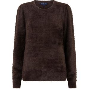 Red Button - Fuzzy Puff Sleeve - Dokerbruine Trui