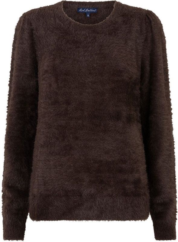 Red Button - Fuzzy Puff Sleeve - Dokerbruine Trui
