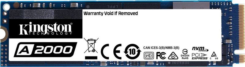 Kingston A2000 NVMe/PCIe M.2 SSD 2280 harde schijf 250 GB M.2 NVMe PCIe 3.0 x4