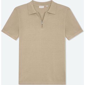 Solution Clothing Zipper - Casual Poloshirt - Regular Fit - Knoopsluiting - Volwassenen - Heren - Mannen - Taupe - Beige - XL