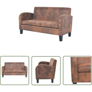 The Living Store Tweezitsbank kunstsuède bruin - Tweezitsbank - Banks Kopen - Salon Meubilair - Kunstleder Bank - Bruine Bank