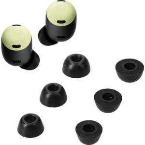kwmobile 6x cover voor oordopjes - geschikt voor Google Pixel Buds Pro - Van memory foam in mat zwart - Maat S, M en L