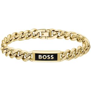 BOSS - KASSY EMBLEB - Heren Armband - Goudkleurig - Schakelarmband - 19 cm