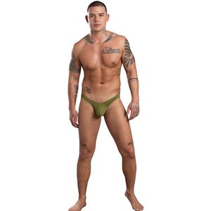 Andrew Christian Deep V-Cut Brief w/ ALMOST NAKED® Olive - MAAT S - Heren Ondergoed - Slip voor Man - Mannen Brief