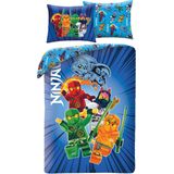 Lego - Ninjago - Dekbedovertrek - Blauw - 140 x 200 cm + 70 x 90 cm - Polyester