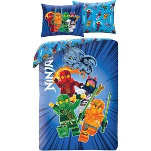 Lego - Ninjago - Dekbedovertrek - Blauw - 140 x 200 cm + 70 x 90 cm - Polyester