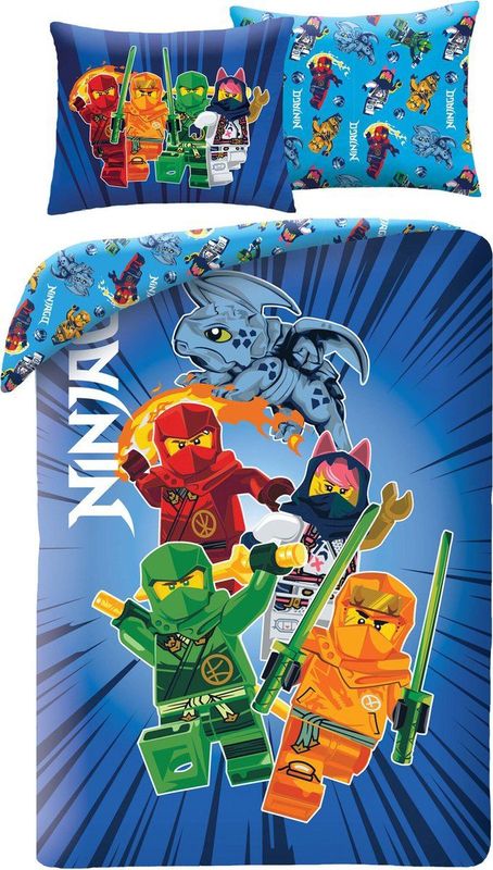 Lego - Ninjago - Dekbedovertrek - Blauw - 140 x 200 cm + 70 x 90 cm - Polyester