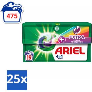 Ariel Original - Extra Kleurbescherming - Wasmiddelcapsules - 4in1 Pods - Witte en Gekleurde Was - 19 Wasbeurten - Bulkverpakking - 25 stuks