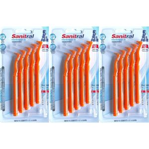 Sanitral hoek interdentale ragers (0,5 mm - maat S2), schuine tandborstel voor het reinigen van tanden - uitstekende toegang tussen de tanden - orange (3 x 5 stuks) 15 stuks