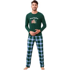 Kerst Familie Pyjama Kersttrui Familie Set Lange Mouw Tops + Broek met Kerstboompatroon voor Dames Heren Kinderen