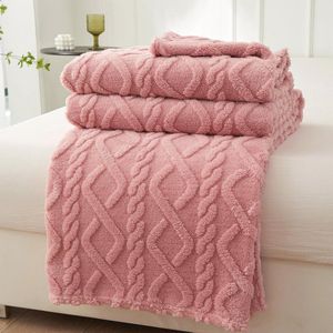 Zachte fleecedeken voor tweepersoonsbed, zetel, fleecedeken voor warm en comfortabel bed (roze, 130 x 150 cm)
