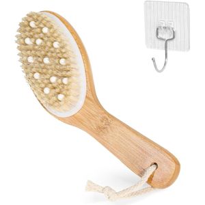 Goodivery® - Dry Brush - Met Houten Handvat - 25 X 7 X 3,5 CM - Droge Borstel Tegen Cellulitis Met Natuurlijke Haren - Voor Exfoliatie En Lymfedrainage