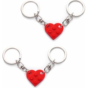 Klein Rood Paars Bakstenen Vriendschap Sleutelhanger - Hart Sleutelhanger voor Koppels 2stk - Bijpassende Hart Decoraties .