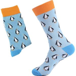 Pinguin – sokken – blauw-oranje - sokken heren – heren sokken – sokken heren 43 46 - Cadeau