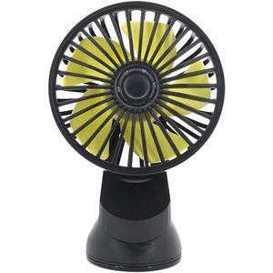 Elektrische Mini-Auto USB-Ventilator voor Voorstoel - 360 Graden Draaibare Autokoelventilator met 3 Snelheden en Zuignapinstallatie in Zwart Kleur, Geschikt voor SUV en RV Voertuigen