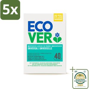 5 x Ecover - Waspoeder Universal - Voor witte & bonte was - 3 kg - 40 wasbeurten - Grootverpakking - Ecover Waspoeder Universal - Waspoeder - Waspoeder Voor Witte Was - Waspoeder Voor Bonte Was - Milieuvriendelijk Waspoeder