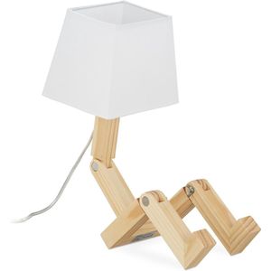relaxdays tafellamp robot - leeslamp - bureaulamp verstelbaar - hout - designerlamp
