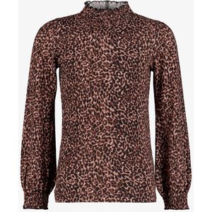TwoDay meisjes top met lange mouwen en panterprint bruin - Maat 134/140
