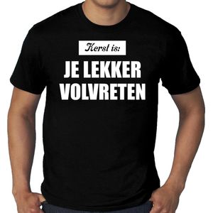 Grote maten Kerst is: je lekker volvreten Kerstshirt / Kerst t-shirt zwart voor heren - Kerstkleding / Christmas outfit XXXL